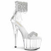 Pleaser | Adore-727RS, 7" Rhinestones Ankle Cuff and Front Strap Platform Sandal