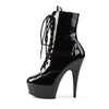 Pleaser | 6" High Heels Platform Black Ankle Boots | DELIGHT-1020