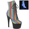 Pleaser | 7" Rainbow Black Platform Ankle/Mid-Calf Boots | ADORE-1020REFL-02